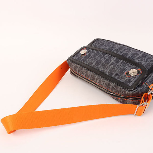 DIOR Flightline Denim Trotter Pattern Shoulder Bag Indigo/Orange - Picture 11 of 12